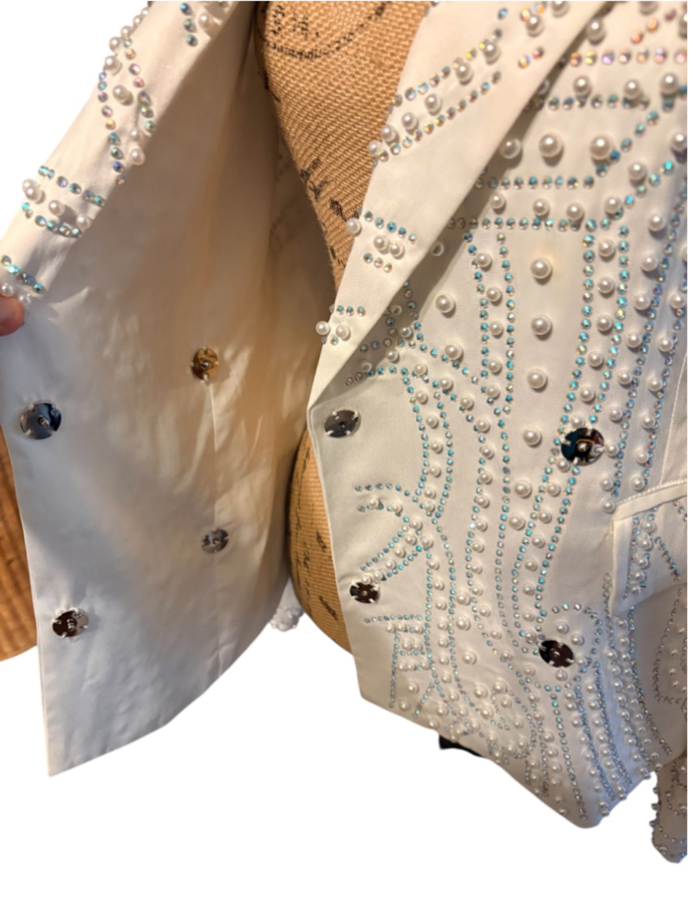 ALL THAT GLITTERS PEARL EMBELLISHED BLAZER SIZE M - Picture 6 of 17